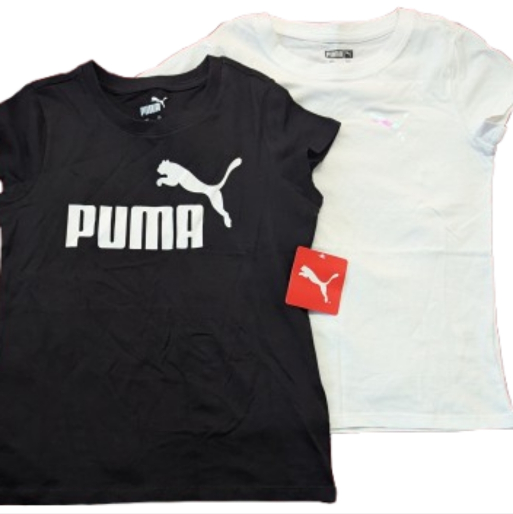 PUMA Kids Black and White Short Sleeve Tees